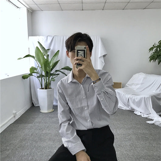 Camisa Manga Larga a Rayas para Hombre - Corte Slim Elegante - Image 3