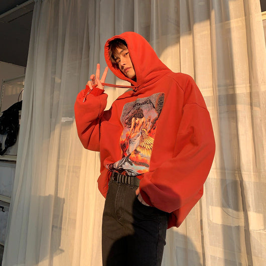 Sudadera Hoodie Holgada para Hombre con Estampado Offset y Forro Suave - Image 5