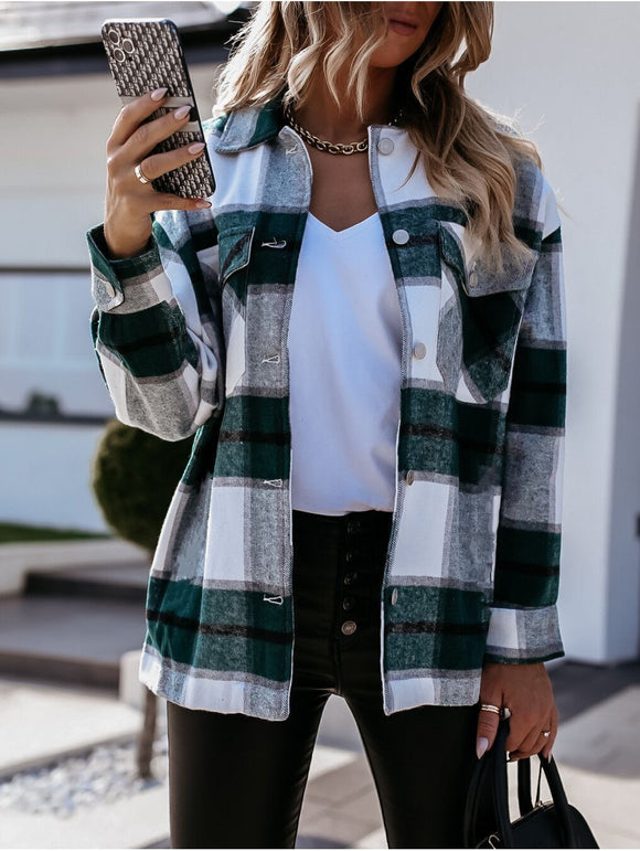 Camisa Acolchada de Cuadros para Otoño e Invierno