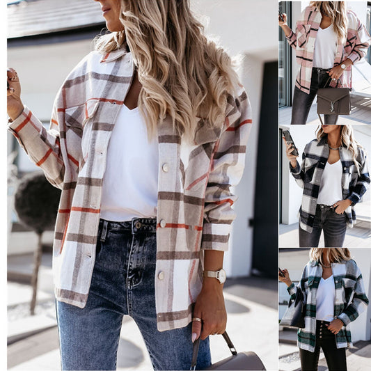 Camisa Acolchada de Cuadros para Otoño e Invierno