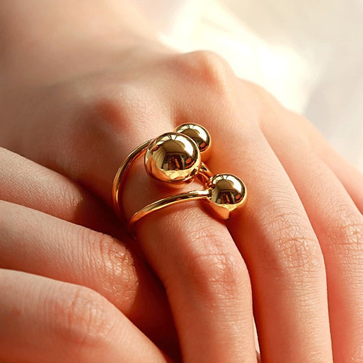 Anillo Órbita Cósmica de Oro con Esfera Brillante - Image 9