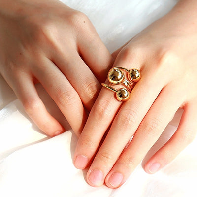 Anillo Órbita Cósmica de Oro con Esfera Brillante - Image 6