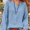 Blusa Casual de Botones en Color Sólido con Mangas Largas