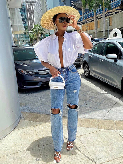 Jeans Rectos Talle Alto Slim Rotos - Image 10