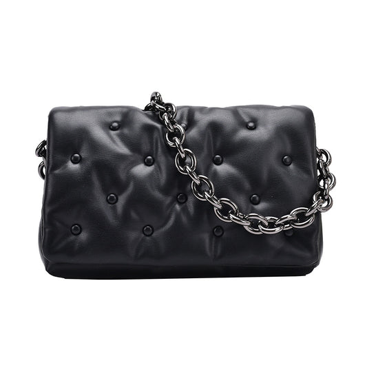 Bolso Bandolera Acolchado con Cadena Gruesa y Cierre de Cuadro - Image 8