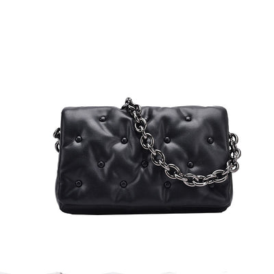 Bolso Bandolera Acolchado con Cadena Gruesa y Cierre de Cuadro - Image 12