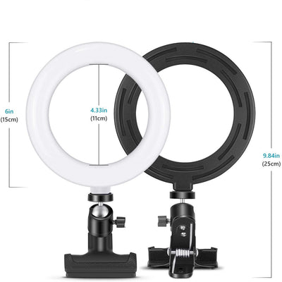Aro de Luz LED para Transmisión en Vivo - 8 y 6 Pulgadas con Pinza de Escritorio - Image 6
