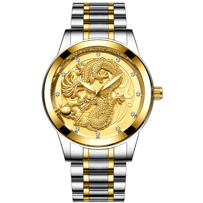 Reloj de Pareja Dragón y Fénix en Oro Amarillo, Cuarzo y Acero - Image 20