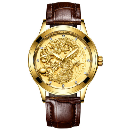Reloj de Pareja Dragón y Fénix en Oro Amarillo, Cuarzo y Acero - Image 18