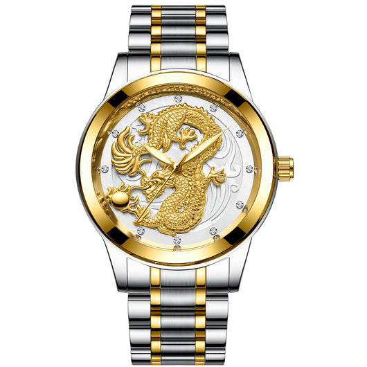 Reloj de Pareja Dragón y Fénix en Oro Amarillo, Cuarzo y Acero - Image 21