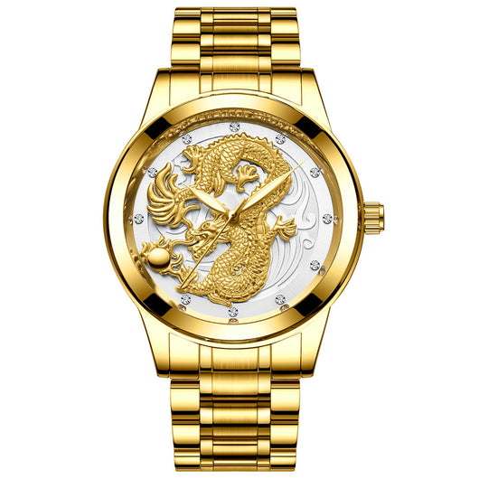 Reloj de Pareja Dragón y Fénix en Oro Amarillo, Cuarzo y Acero - Image 22