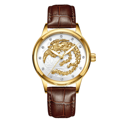 Reloj de Pareja Dragón y Fénix en Oro Amarillo, Cuarzo y Acero - Image 34