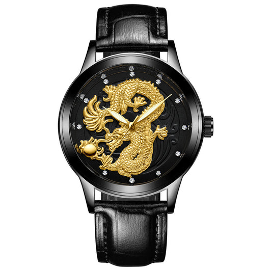 Reloj de Pareja Dragón y Fénix en Oro Amarillo, Cuarzo y Acero - Image 17
