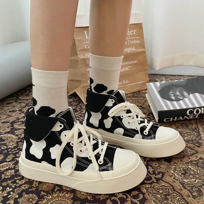 Zapatillas Altas de Lona para Niñas con Estampado de Manchas de Vaca - Image 7