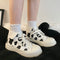 Zapatillas Altas de Lona para Niñas con Estampado de Manchas de Vaca