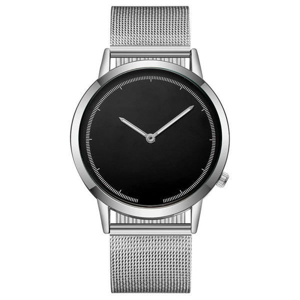Reloj Hombre Malla Metálica Minimalista Dos Agujas