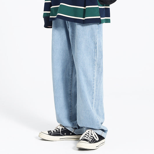 Pantalones Rectos Casual Unisex Estilo Urbano Tela Lavada - Image 4