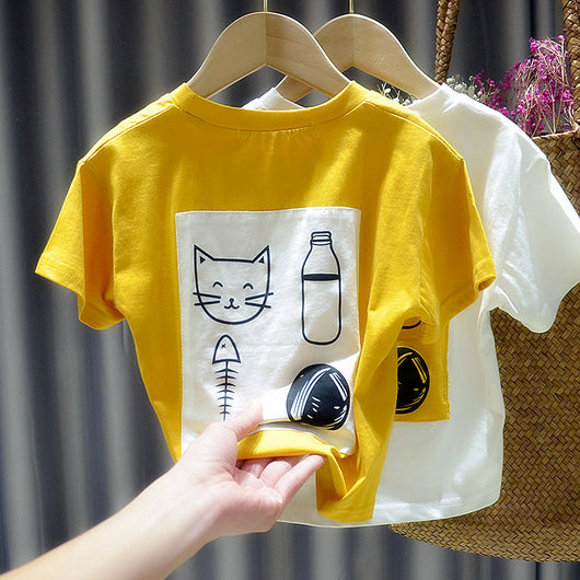 Playera Infantil Estampado Dibujos Animados Cuello Redondo Manga Corta - Image 3