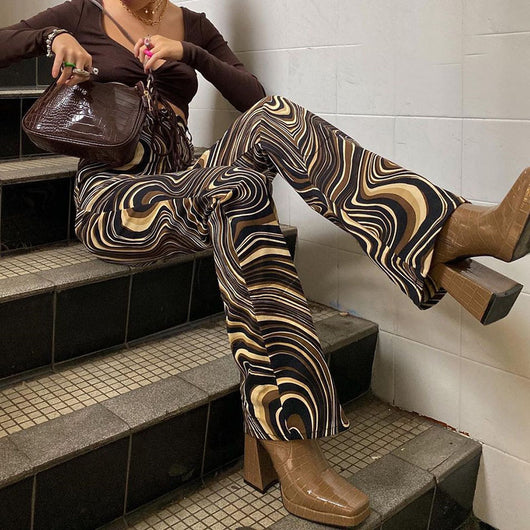 Pantalones Rectos de Cintura Alta con Efecto Agua - Image 9