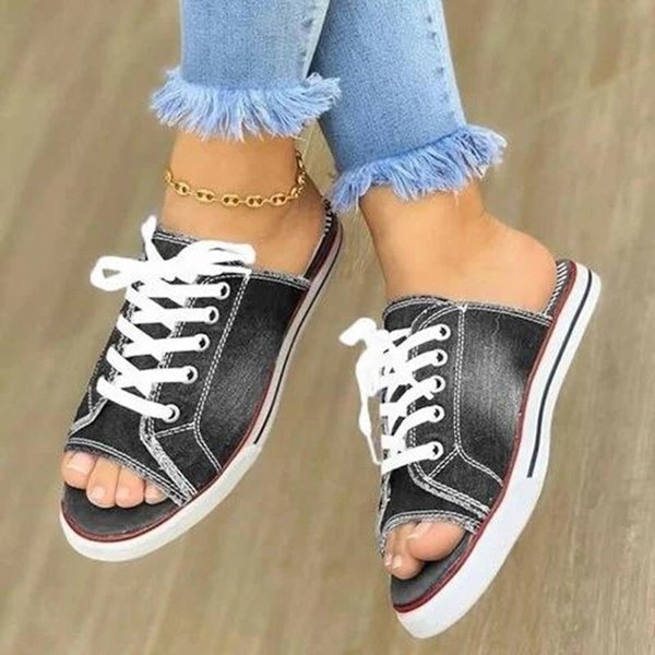 Sandalias Denim con Diseño Fish Mouth - Cómodas y Versátiles