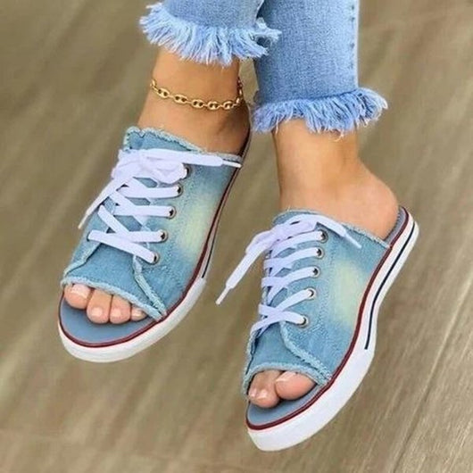 Sandalias Denim con Diseño Fish Mouth - Cómodas y Versátiles - Image 3