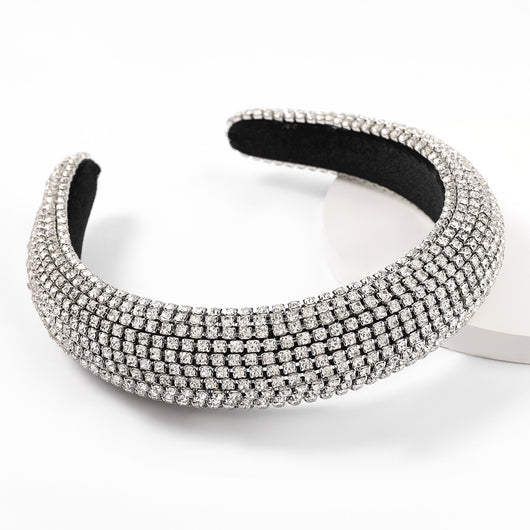 Diadema de Diamantes y Strass Brillante Ancha con Base de Esponja para Mujer - Image 4