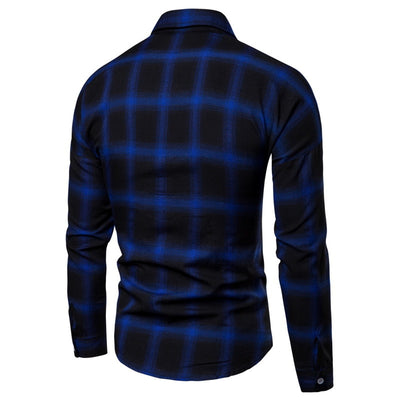 Camisa de Cuadros Coreana Clásica de Manga Larga para Hombre - Image 5