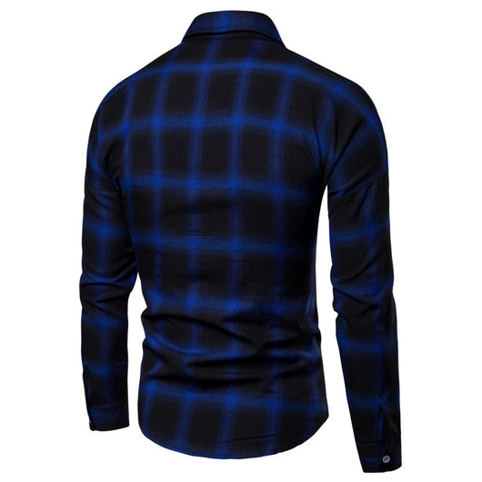 Camisa de Cuadros Coreana Clásica de Manga Larga para Hombre - Image 5