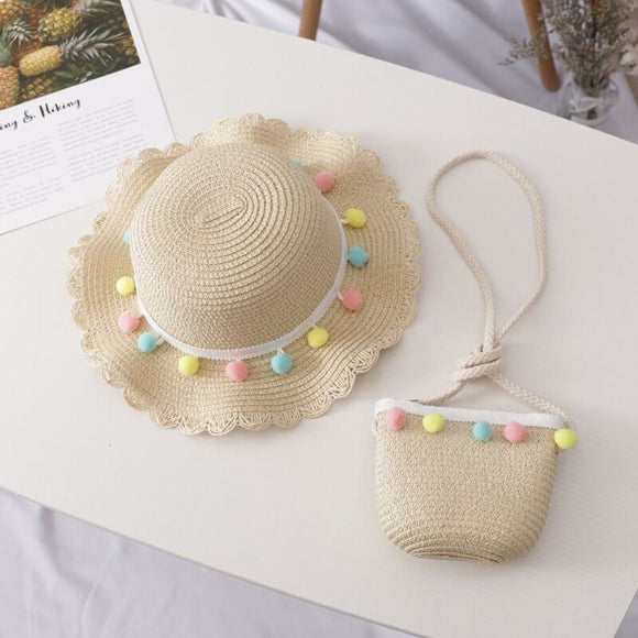 Conjunto de Verano Infantil: Bolsa y Sombrero Tejidos a Mano