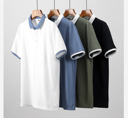 Polo Japonés de Bloques de Color con Solapa de Manga Corta - Image 15