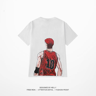 Camiseta de Baloncesto Holgada Estilo Hong Kong Manga Cinco Puntos - Image 9