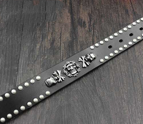 Cinturón de Cuero Genuino con Remaches y Calavera Personalizada - Image 10