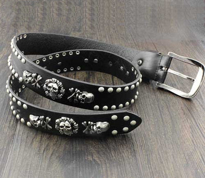 Cinturón de Cuero Genuino con Remaches y Calavera Personalizada - Image 2