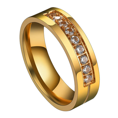 Anillo de Acero Titanio para Parejas con Circón - Diseño Minimalista - Image 9