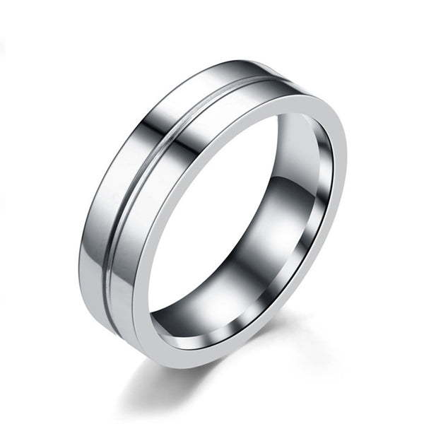Anillo de Acero Titanio para Parejas con Circón - Diseño Minimalista