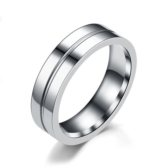 Anillo de Acero Titanio para Parejas con Circón - Diseño Minimalista