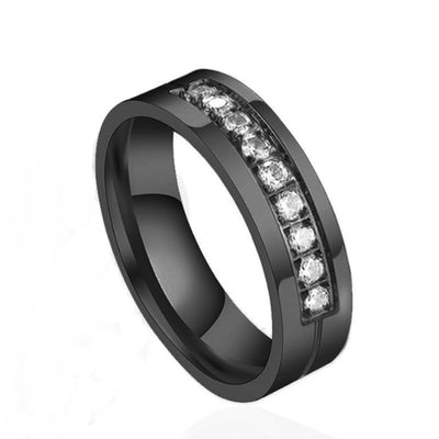 Anillo de Acero Titanio para Parejas con Circón - Diseño Minimalista - Image 3