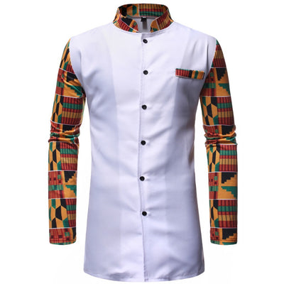 Camisa Larga con Cuello de Pie para Hombre Tuzu - Image 11