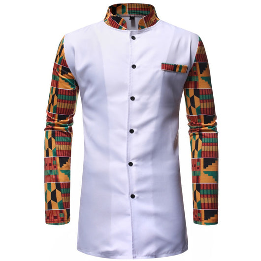 Camisa Larga con Cuello de Pie para Hombre Tuzu - Image 11