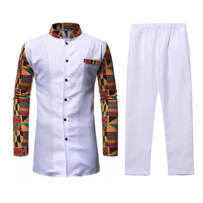 Camisa Larga con Cuello de Pie para Hombre Tuzu