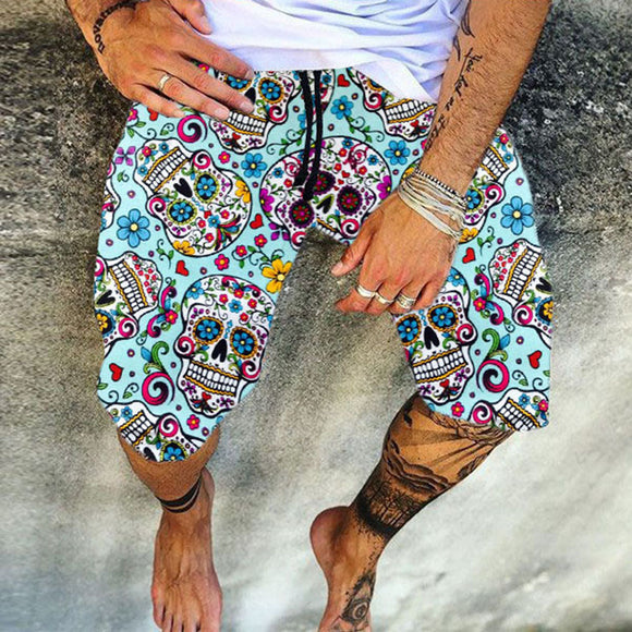 Shorts Esportivos Retrô Estampados para Praia - Ajuste Solto e Confortável