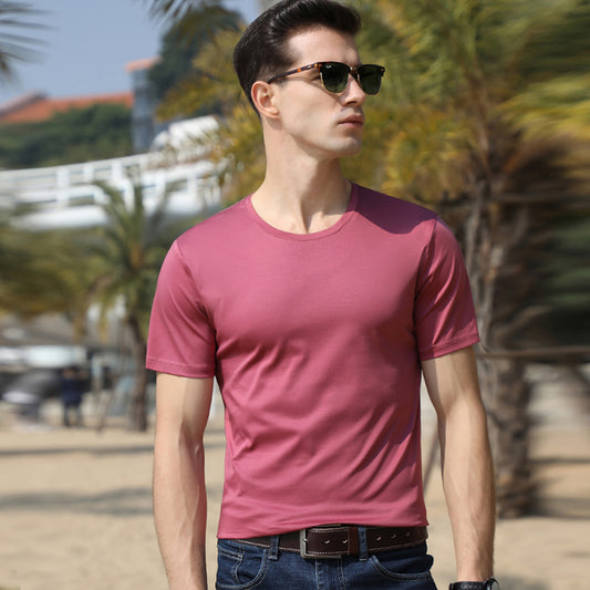 Camiseta de Algodón Manga Corta para Hombre - Colores Sólidos - Image 2
