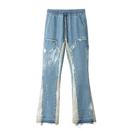 Jeans Deconstruidos con Detalles de Pintura y Tinta