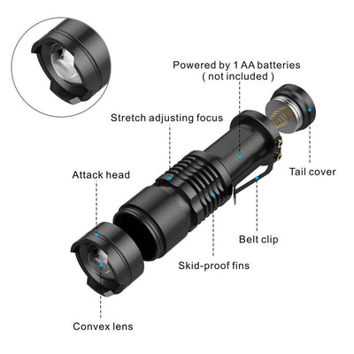 Linterna LED Potente con Zoom - Mini Linterna Táctica para Exterior - Image 3