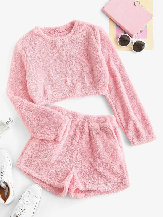 Pijama de Polar Coral Talla Grande - Conjunto Abrigado de Manga Larga para Casa - Image 13