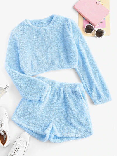 Pijama de Polar Coral Talla Grande - Conjunto Abrigado de Manga Larga para Casa - Image 14