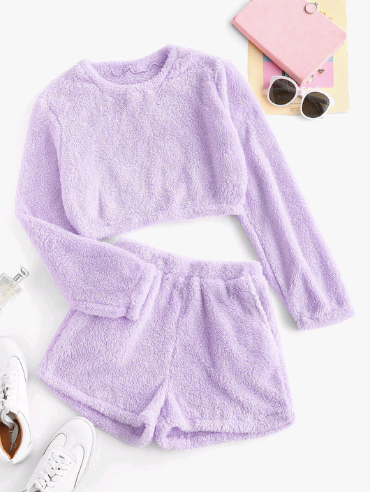 Pijama de Polar Coral Talla Grande - Conjunto Abrigado de Manga Larga para Casa - Image 15