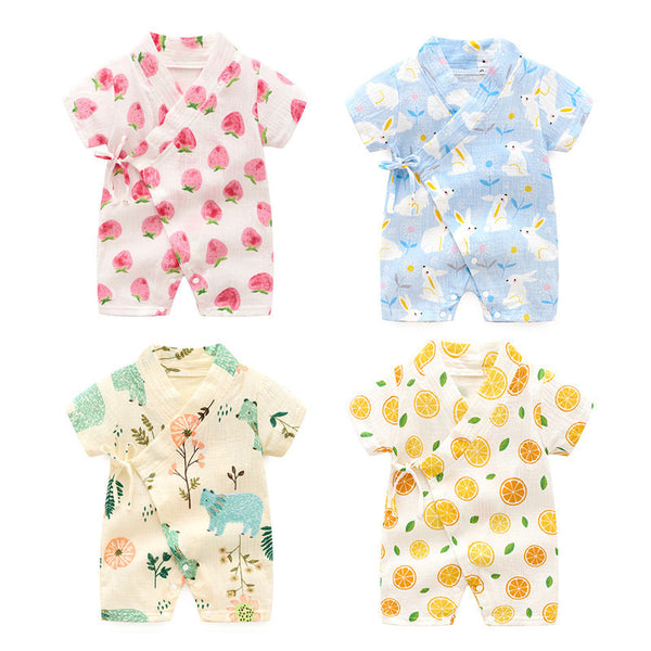 Mameluco Kimono Bebé de Manga Corta - Tela Crepe Suave y Transpirable