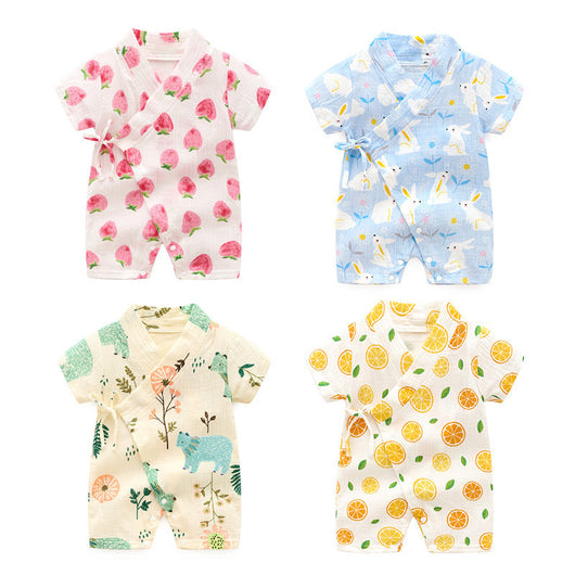 Mameluco Kimono Bebé de Manga Corta - Tela Crepe Suave y Transpirable