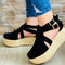 Sandalias Cómodas con Cuña Baja y Punta Redonda para Mujer